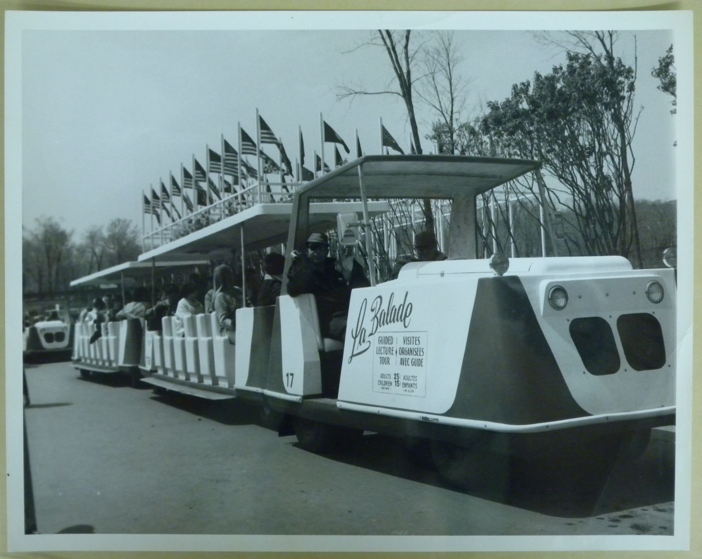 View of the trailer train, La Balade, Expo 67, Montréal, Québec