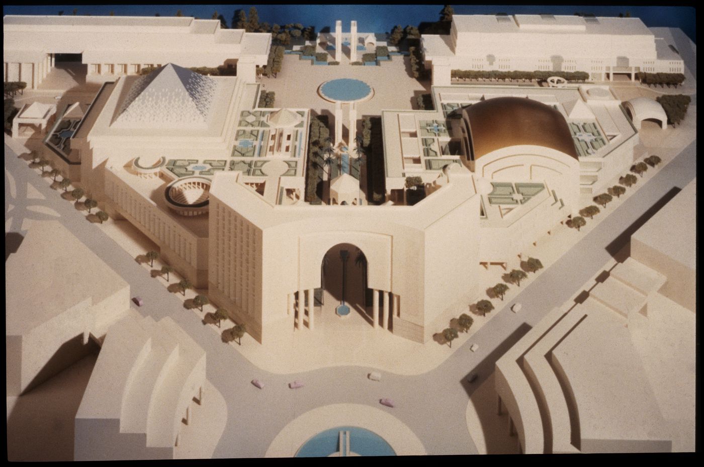 View of model for Hamma Government Complex, Algiers, Algeria