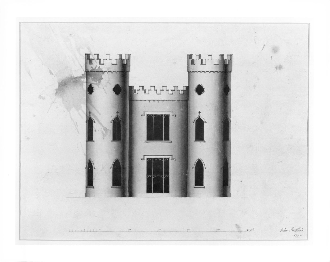 Elevation for a circular Gothic folly