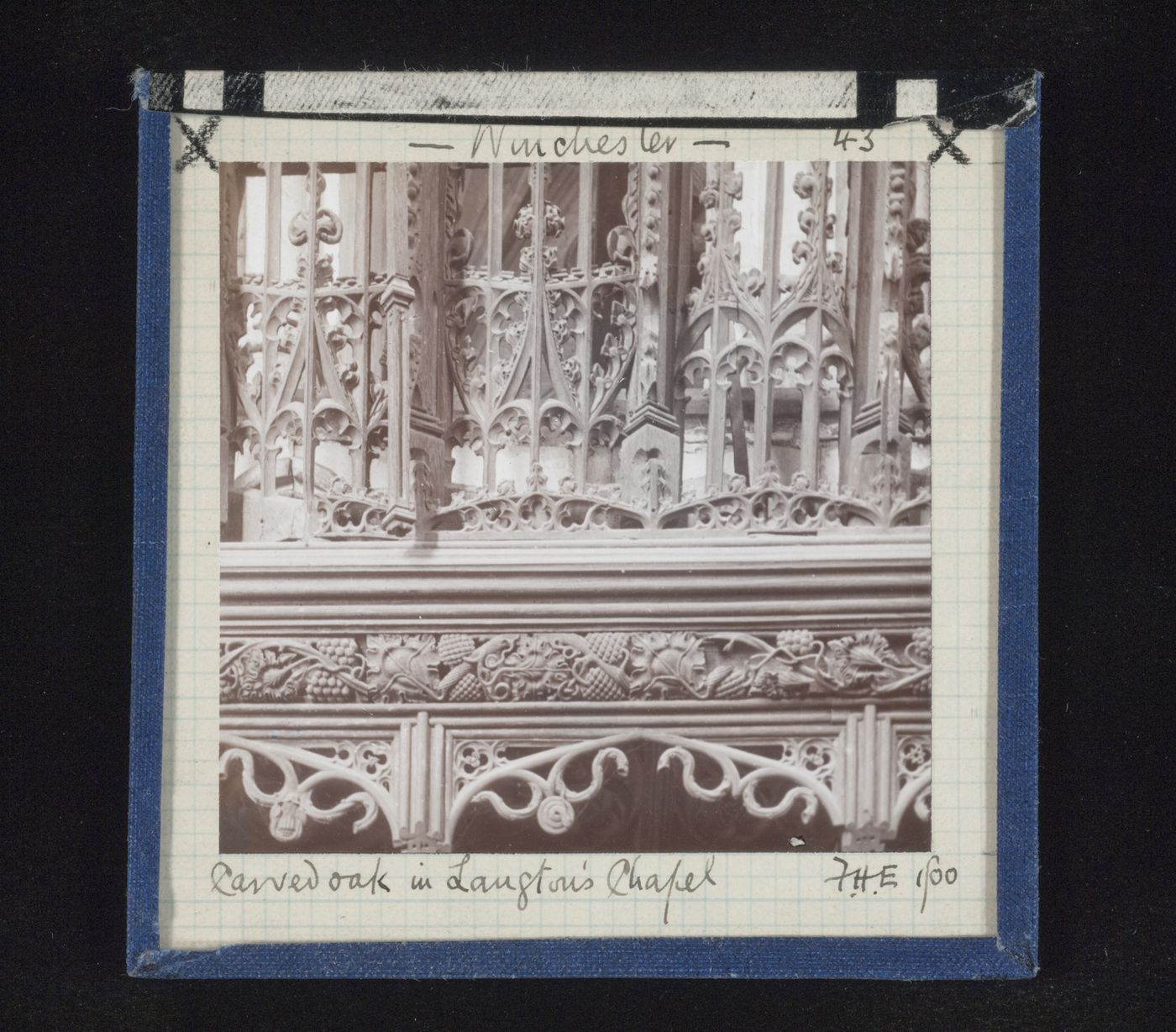 Detail view of carved oak of Langton's chapel, Winchester Cathedral, Winchester, Hampshire, England