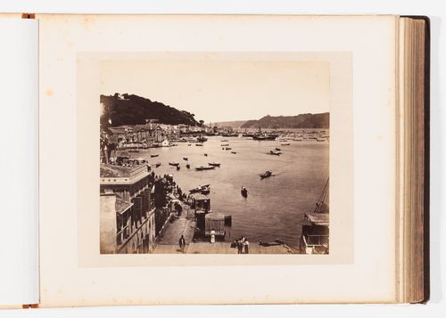 View of a harbour on the Bosporus showing buildings, boats and ships, Constantinople (now Istanbul), Ottoman Empire (now in Turkey)