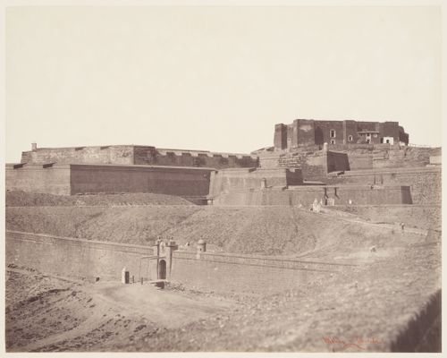 View of La Suda castle and the walls of the La Seu cathedral, Lleida, Catalonia, Spain