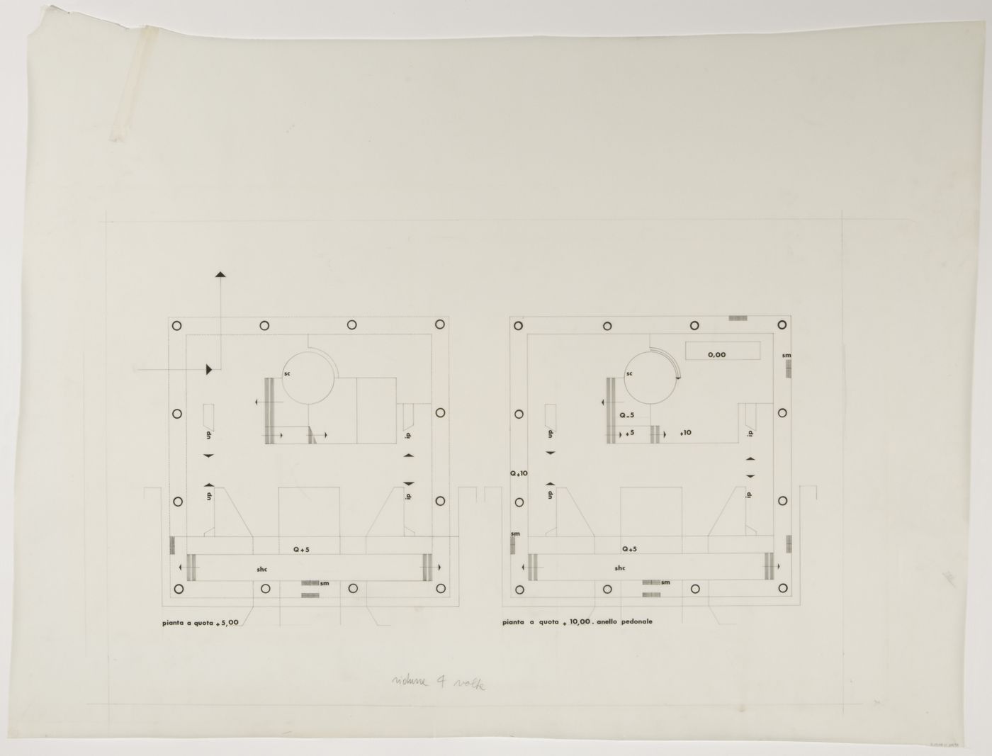 Project for a civic centre in Turin, Italy (Centro direzionale di Torino): floor plans