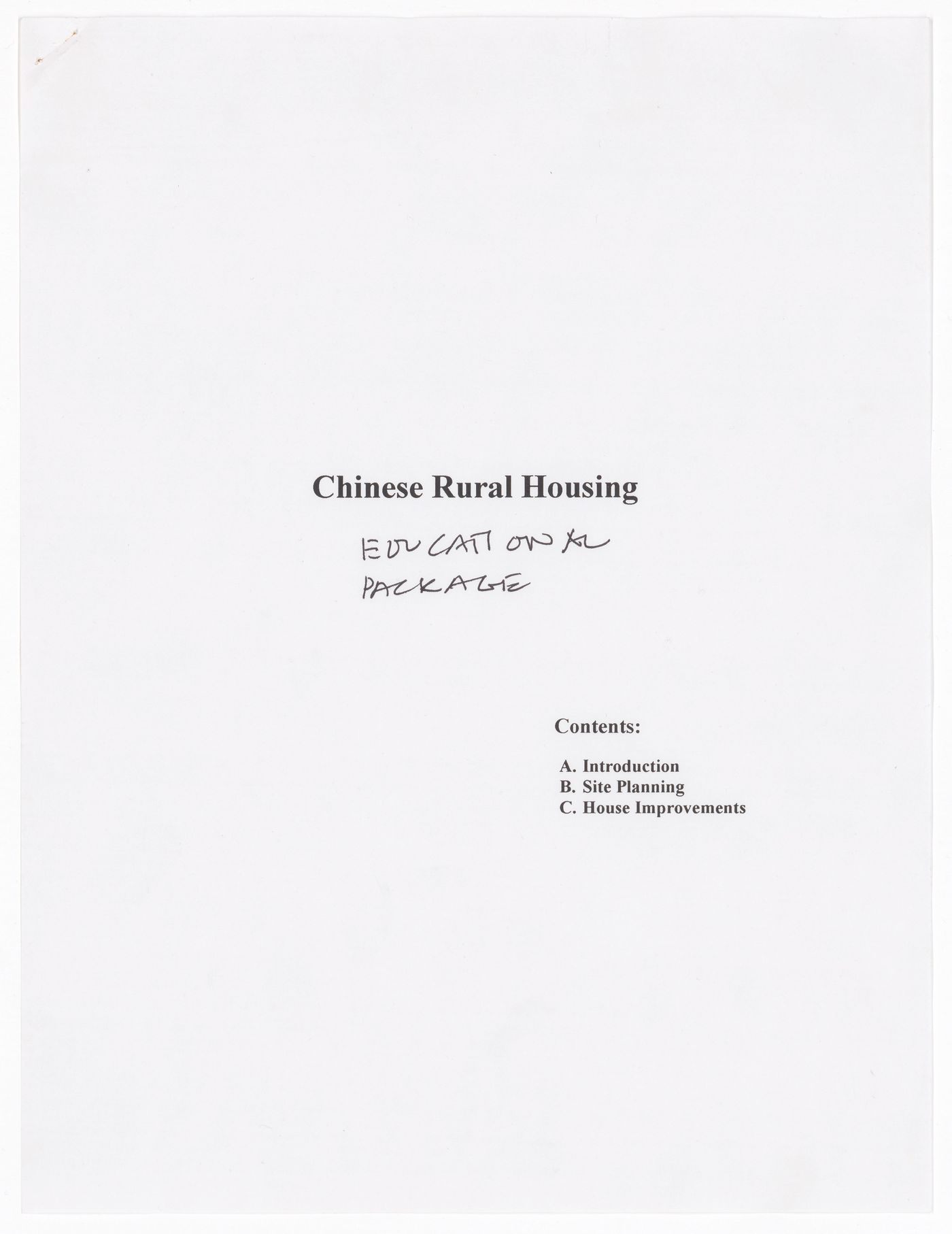 Guide booklet "Chinese Rural Housing" for the Human Settlement Training Packages