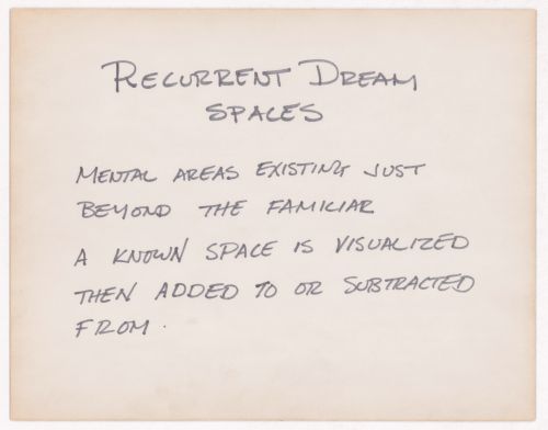 Recurrent dream spaces / Mental areas existing just beyond the familiar / A known space is visualized then added to or subtracted from