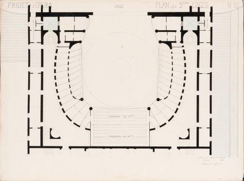 Project for an opera house for the Théâtre impérial de l'opéra: Plan for the "2e loges"