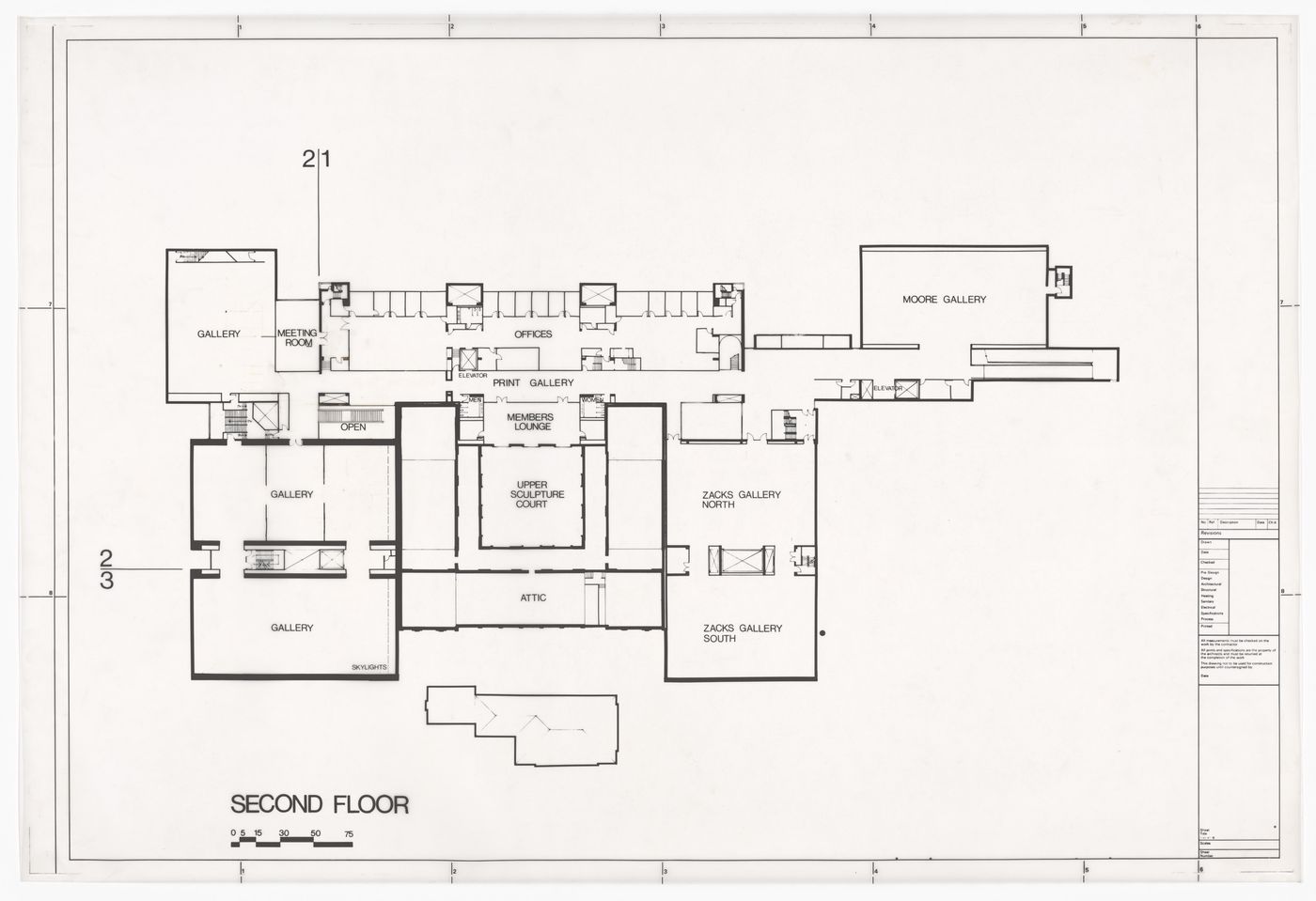 Second floor plan for Art Gallery of Ontario, Stage II Expansion, Toronto