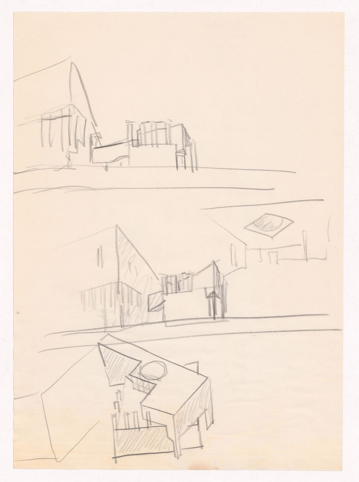 Sketch perspectives and axonometric view for Escola Paula Frassinetti, Porto, Portugal