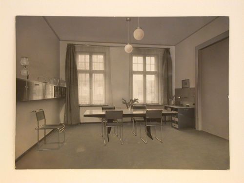 View of Erwin Piscator's dining-room furnished according to a design by Marcel Breuer for Piscator's apartment on Katharinenstrasse, Berlin, Germany