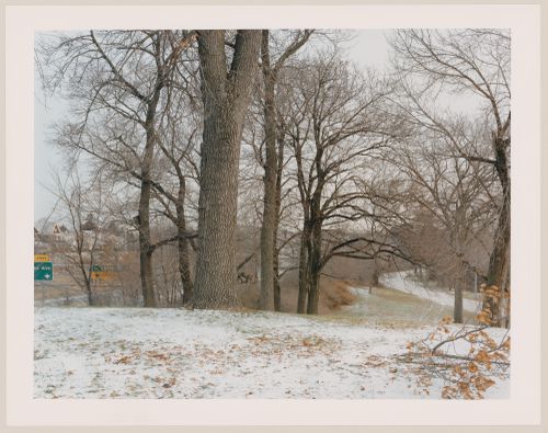 Viewing Olmsted: View Looking north along edge of park with snow, Washington Park, Milwaukee, Wisconsin
