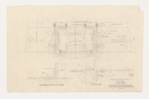 Coupe et détails des meneaux en acier, Imprimerie Nationale du Canada, Hull, Québec, Canada