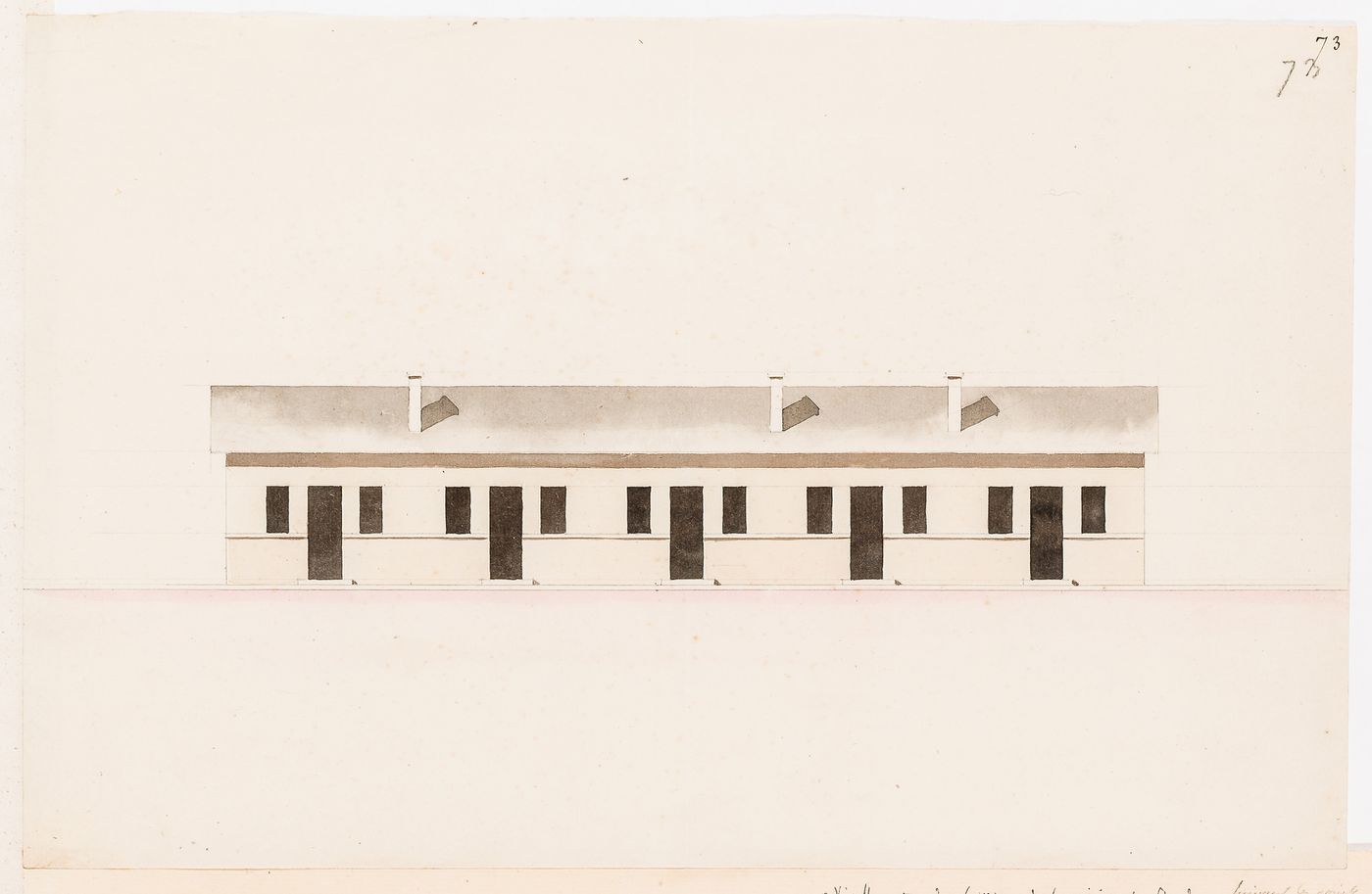 Project for Clos d'équarrissage, fôret de Bondy: Elevation for a building, probably for workers' housing