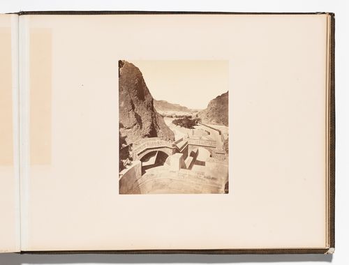 View of footbridges at the Tawila tanks with the city in the background, Aden, Yemen