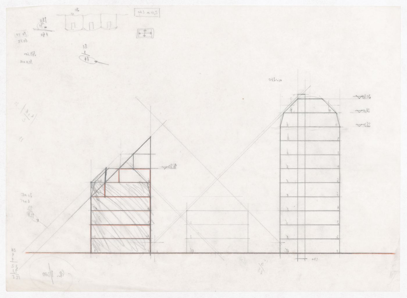 Sketch section for Plano Urbanístico Boulevard Brune, Paris, France