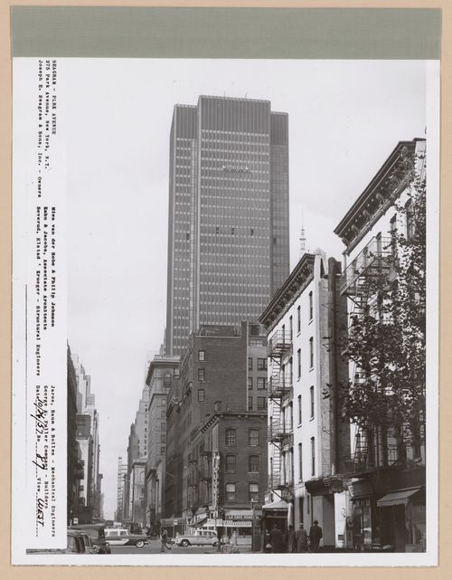 Seagram building under construction, 375 Park avenue, New York, N.Y., west view