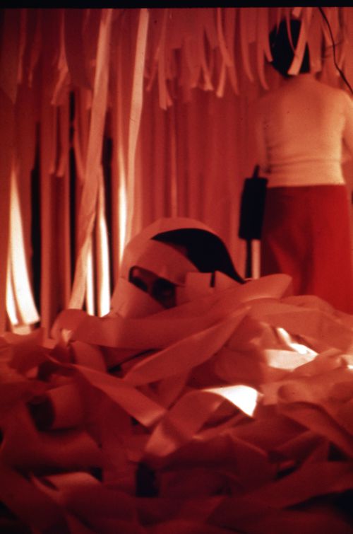 Slide of a visitor in the installation Paper/Midwestern Ocean