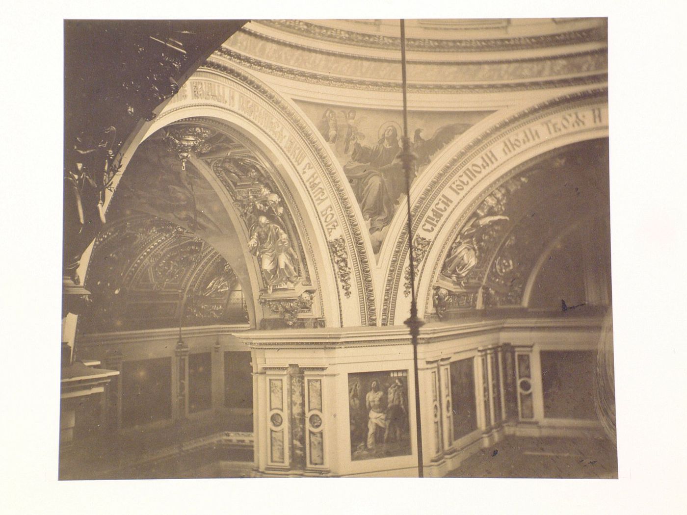 Interior view of Saint Isaac's Cathedral showing the painting "Saint John on Patmos" on a pendentive, Saint Petersburg, Russia