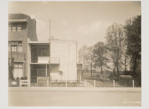 View of the southwest façade of Schröder House from the street, Utrecht, Netherlands