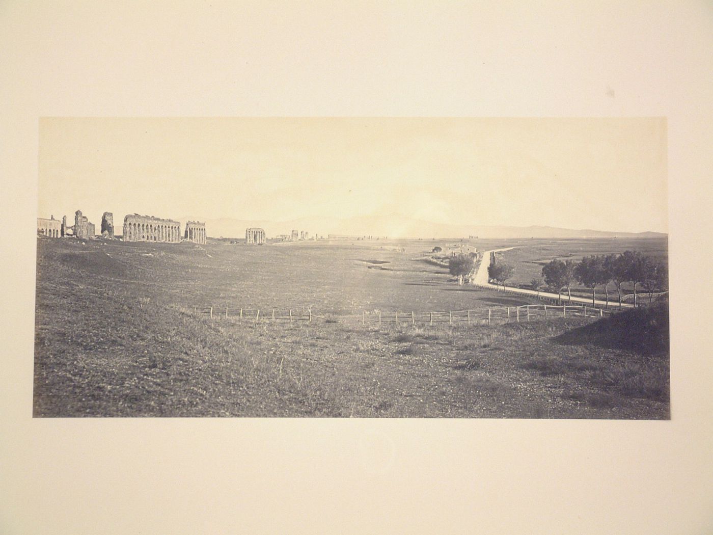 View of the Aqua Claudia and the Campagna di Roma, Italy