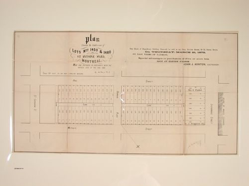 Plan of lots 1459 & 1460 St. AntoineWard, Montréal