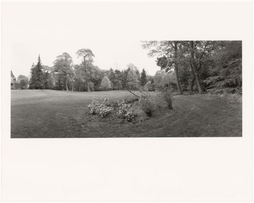 View of the house and rear garden, Southwood, the Barthold Schlesinger Estate (now Holy Transfiguration Monastery), Brookline, Massachusetts