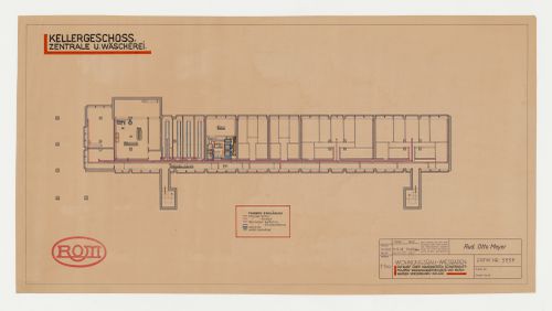 Basement plan for air pressure pumps, warm water heating, and warm water supply for a housing estate, Wiesbaden, Germany