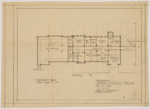 Montréal Neurological Institute, Montréal, Québec: basement plan