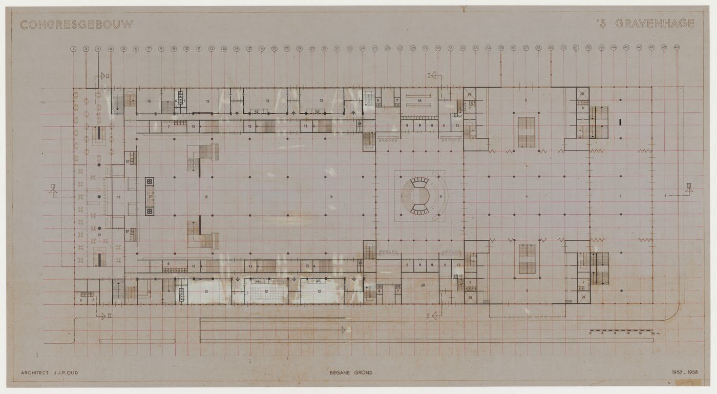 Ground floor plan for the Congress Hall Complex, The Hague, Netherlands