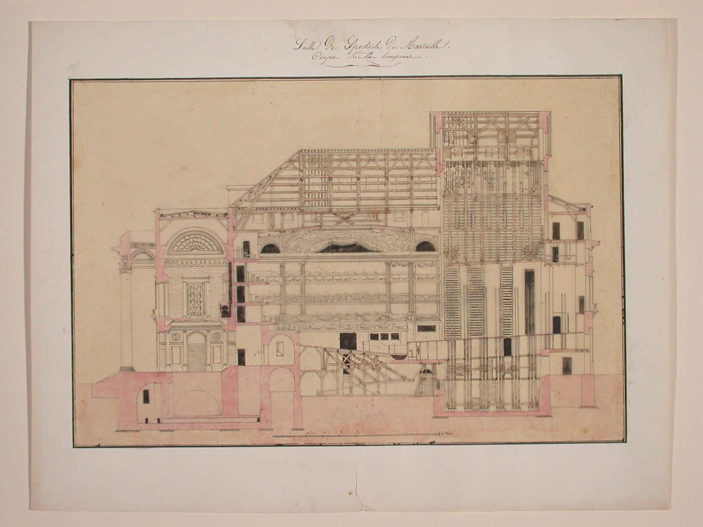 Longitudinal section of the Grand Theatre de Marseille