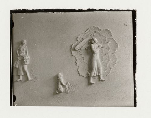 Interior view of the Chapel of Faith showing the wall relief designed by Ivar Viktor Johnsson, Woodland Crematorium and Cemetery, Stockholm