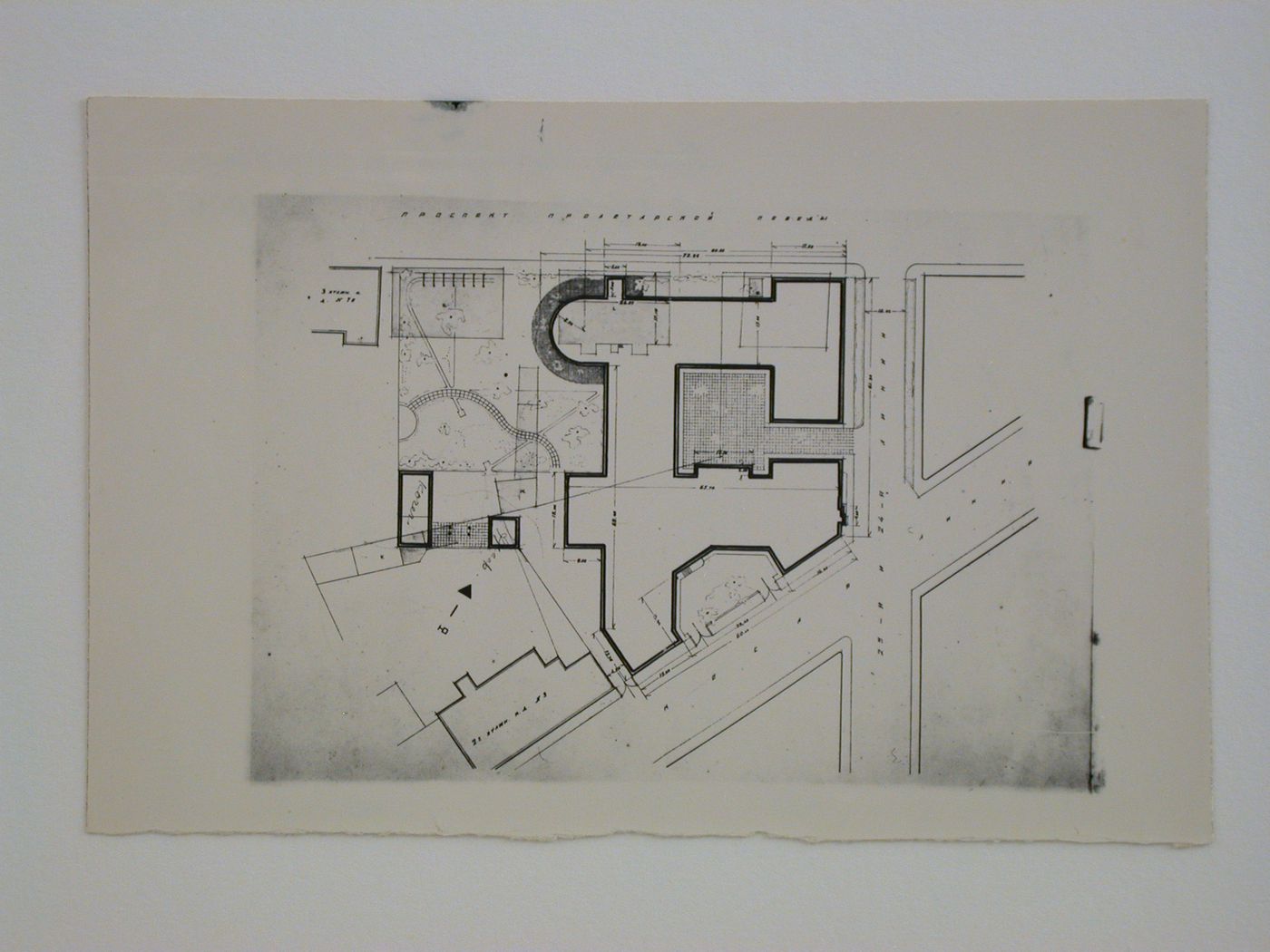 Photograph of a site plan for Vasileostrovskaya Mechanized Canteen, Leningrad (now Saint Petersburg)