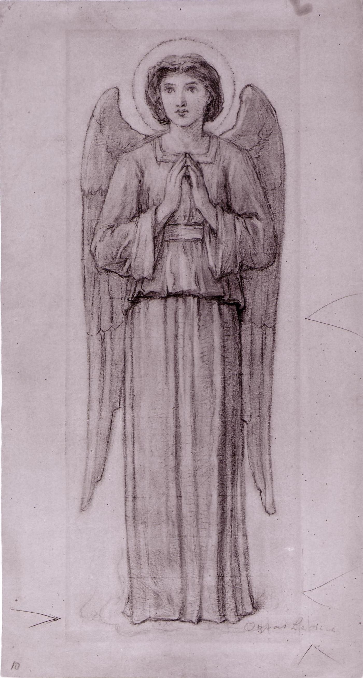 Drawing for an angel for the baptistery for Notre-Dame de Montréal