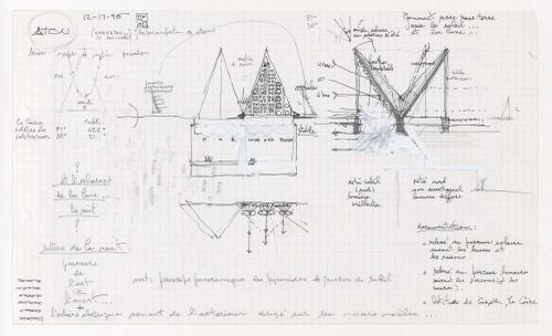 Croquis et notes pour le Projet pour un musée égyptien, Le Caire, Égypte