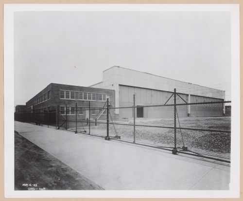 View of the south and west façades of the addition to the Administration Building, United Aircraft Corporation Chance-Vought Airplane division Assembly Plant, Stratford, Connecticut