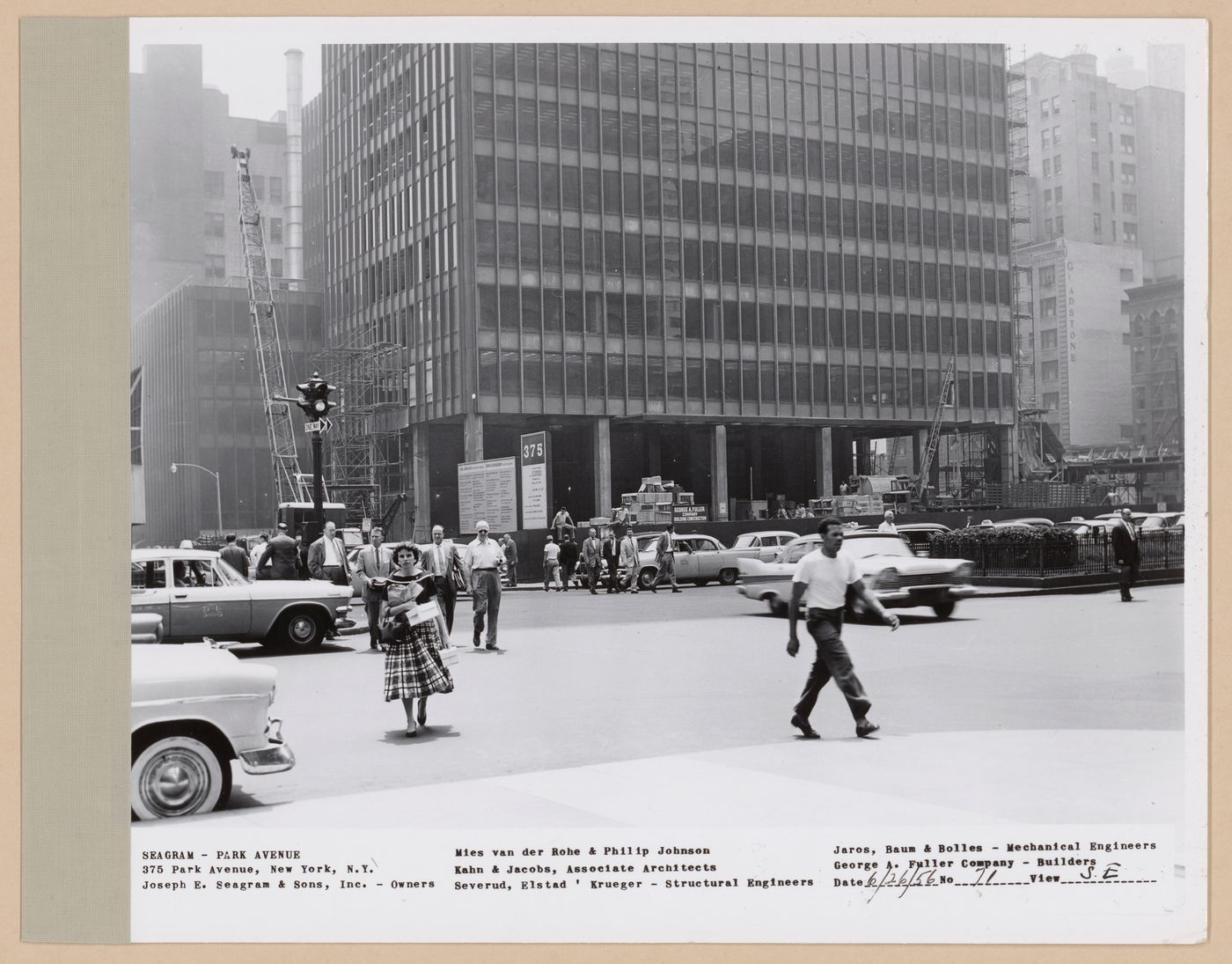 Seagram building under construction, 375 Park avenue, New York, N.Y., south-east view