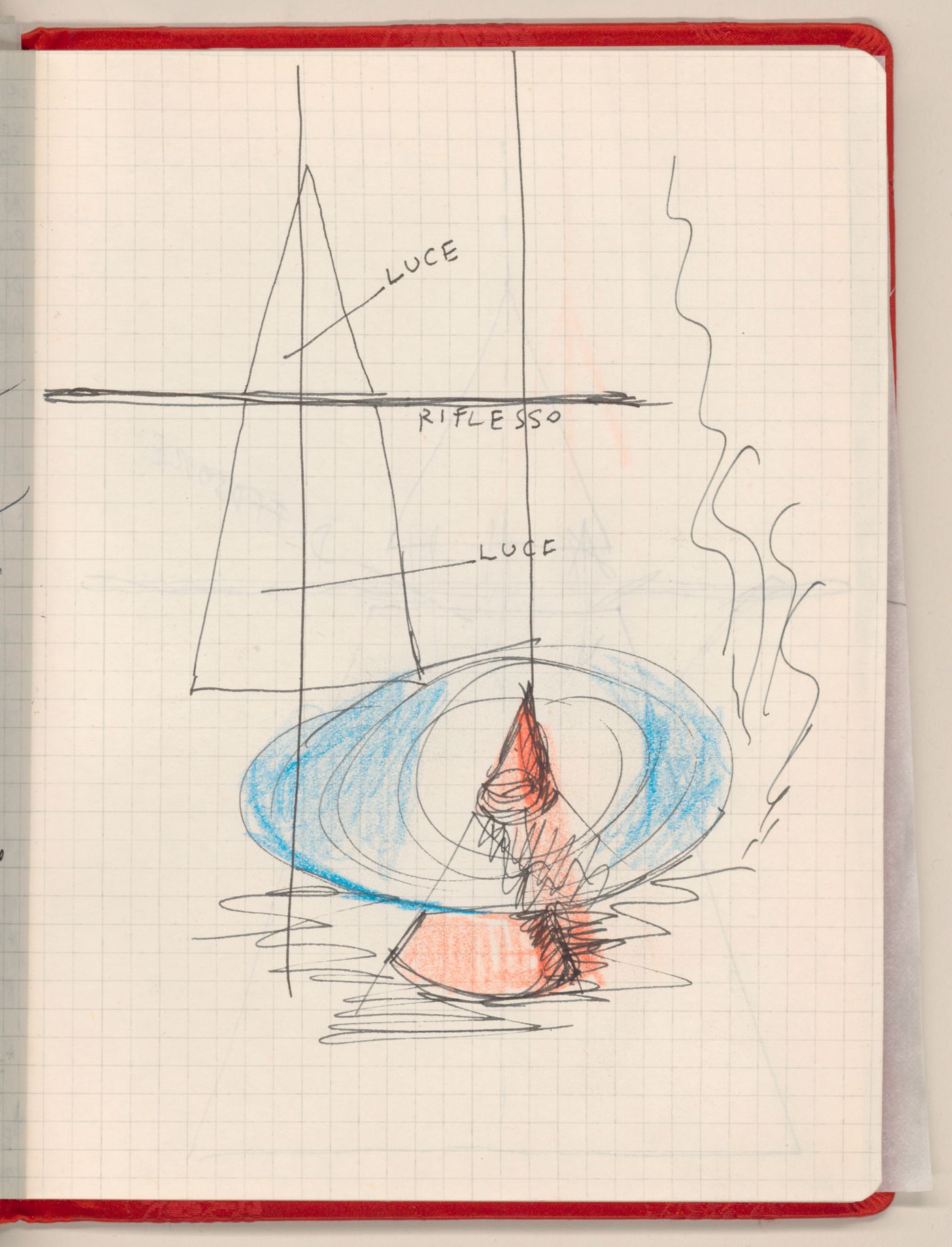 Sketchbook with designs for Misura lamp prototype for Flos and for Cone table project