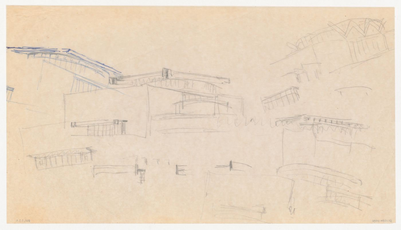 Sketch perspectives for the north façade for the Congress Hall Complex, The Hague, Netherlands