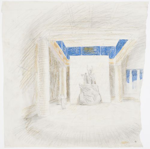 Interior perspective for Monument Hall showing Resurrection Monument, Woodland Crematorium, Woodland Cemetery, Stockholm, Sweden