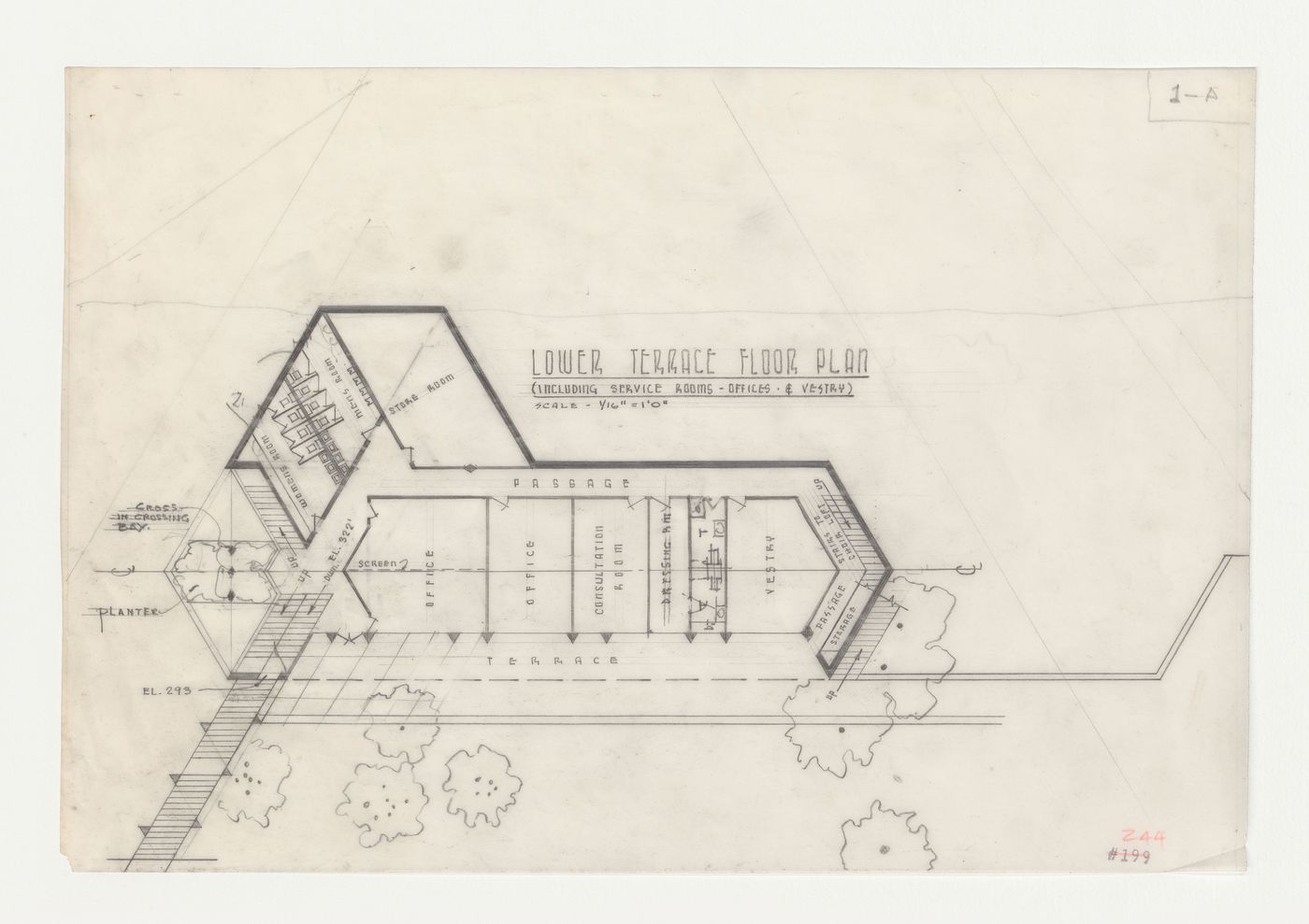 Swedenborg Memorial Chapel, El Cerrito, California: Plan for the lower building