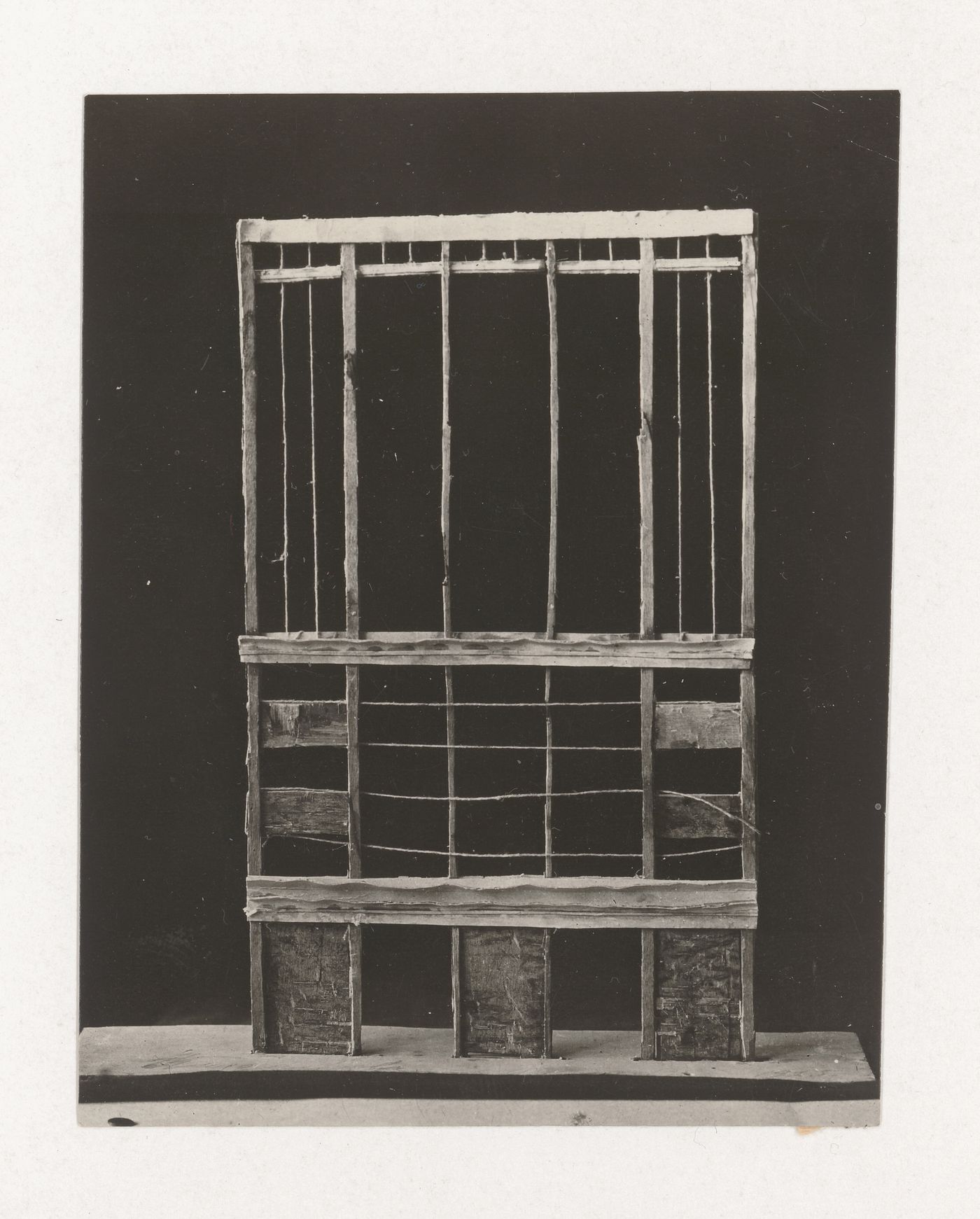 Photograph of a student model on the topic "Frontal Surface with Finding and Correlation of Mass and Space" for the "Space" course at the Vkhutemas (Higher State Artistic Technical Studios), Moscow