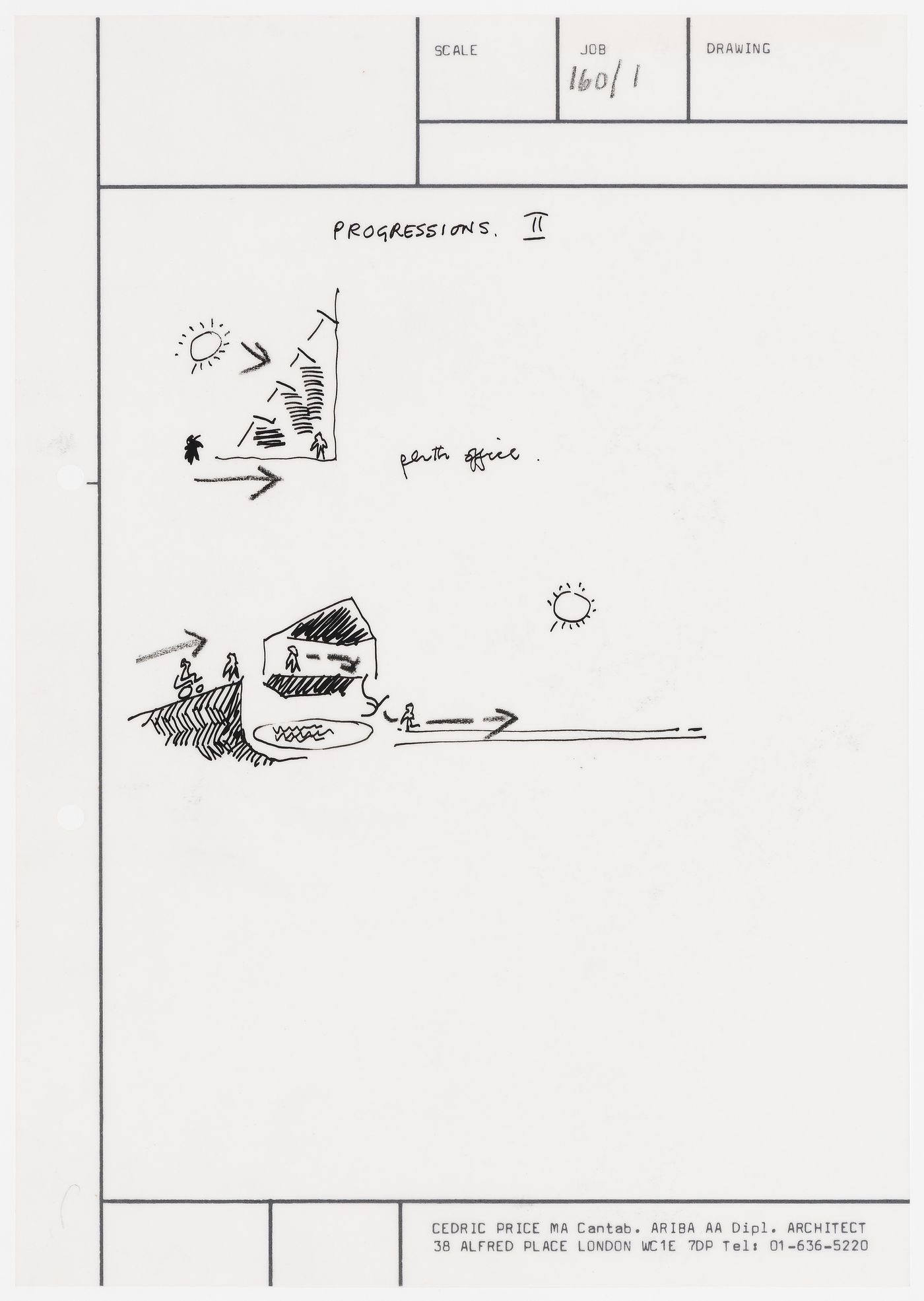 Perth: diagrams showing sunlight and circulation at Hammersley House and at Perthpavs