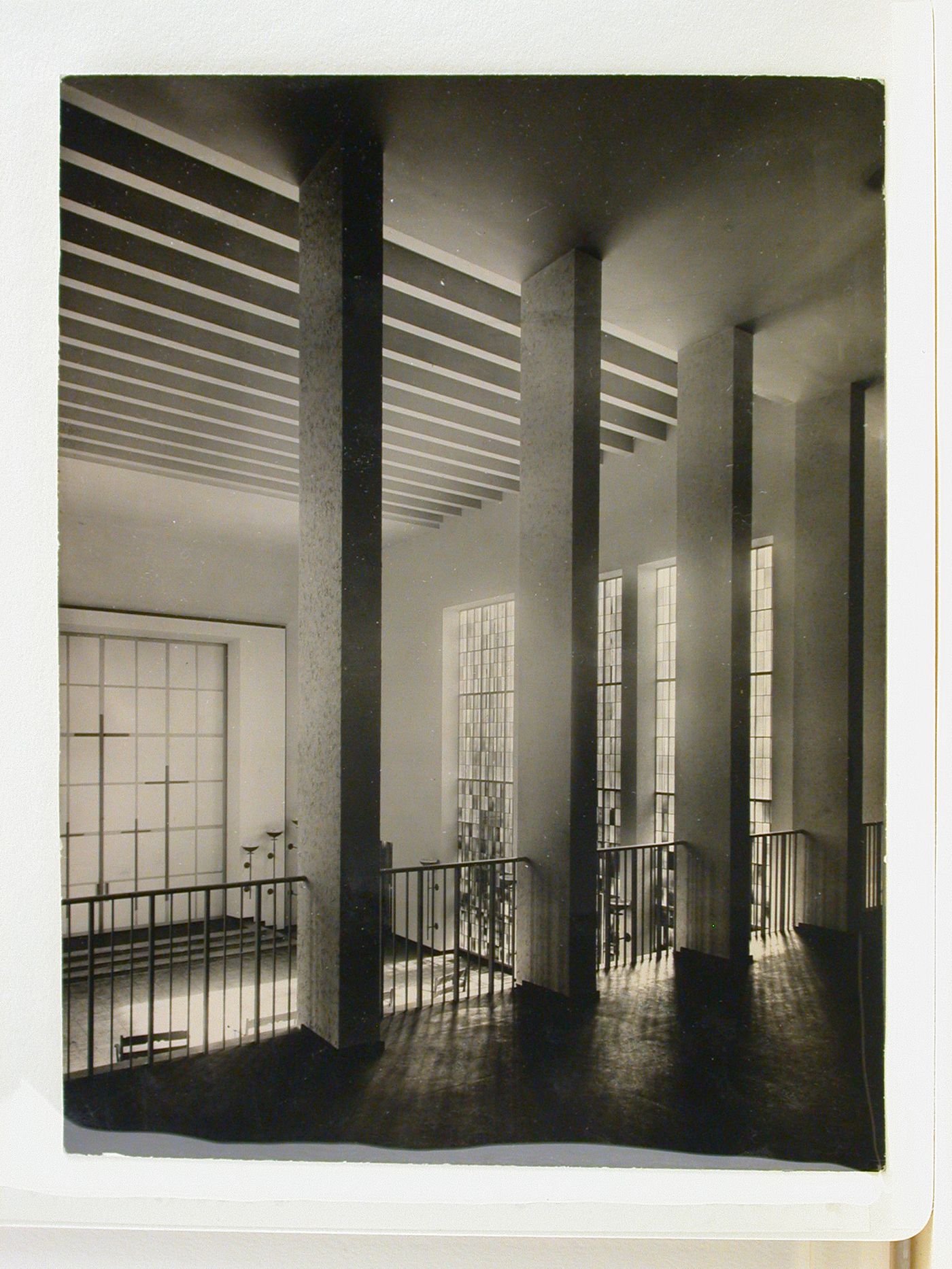 Interior view from balcony, Cologne Crematorium, Cologne, Germany