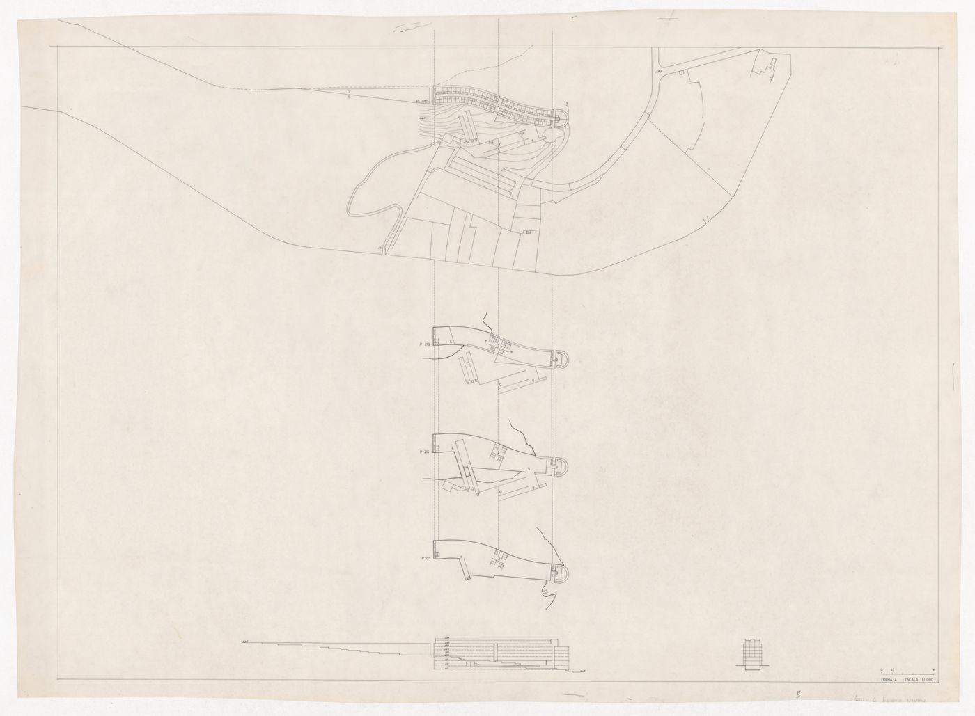 Plans and section for Monte Picoto, Braga, Portugal