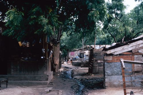 View of housing and drainage system for the Human Settlement Training Package "Package 1: Planning guidelines"
