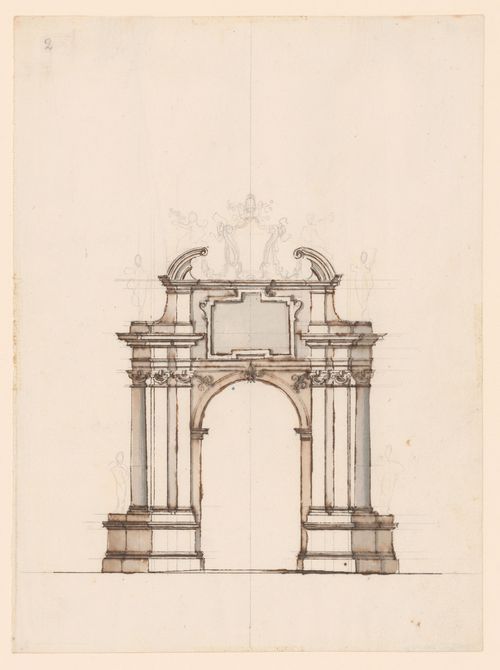 Incomplete elevation for a triumphal arch for the possesso of Innocent XIII, Rome