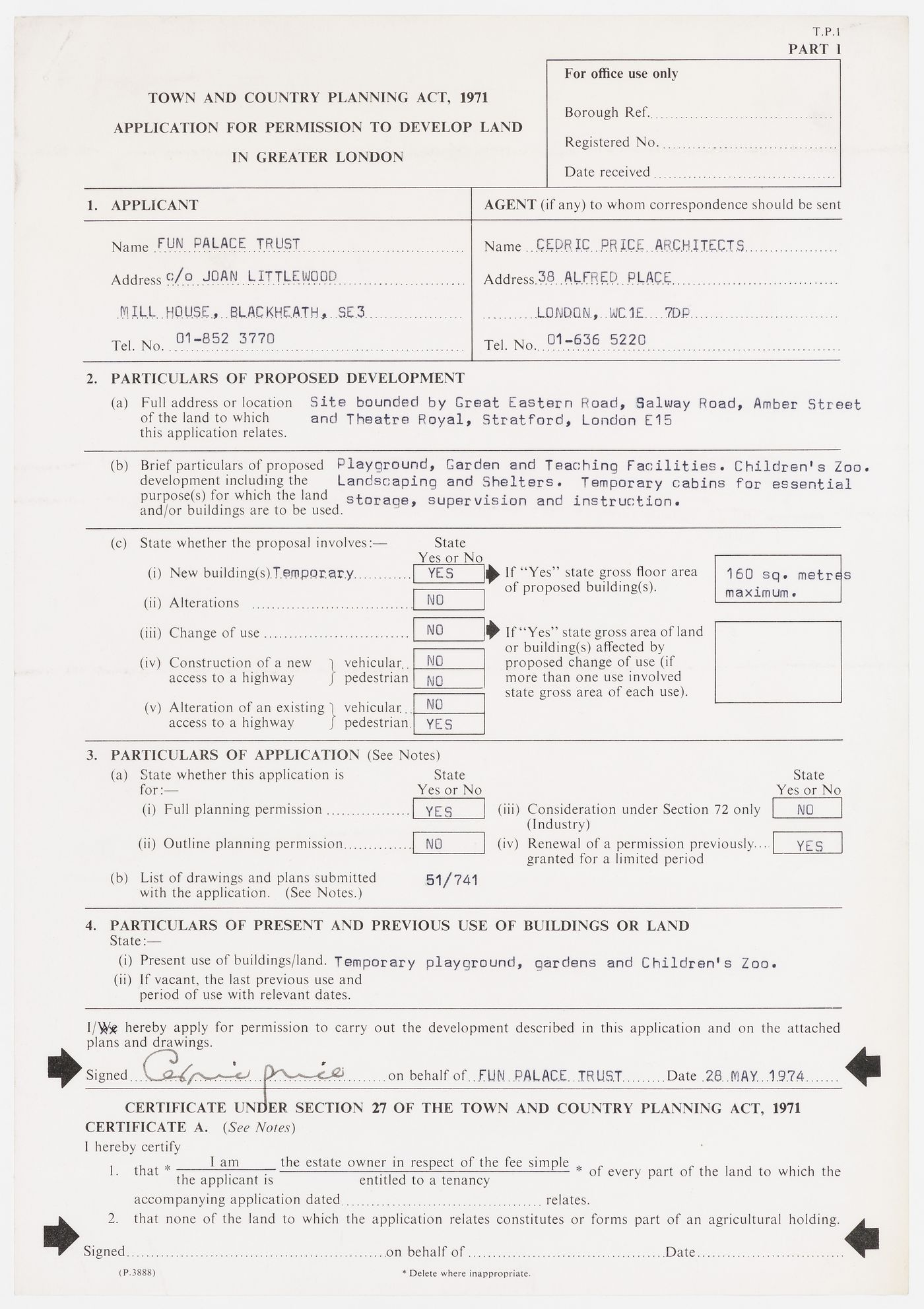 Application by the Fun Palace Trust to obtain permission to develop land in Greater London