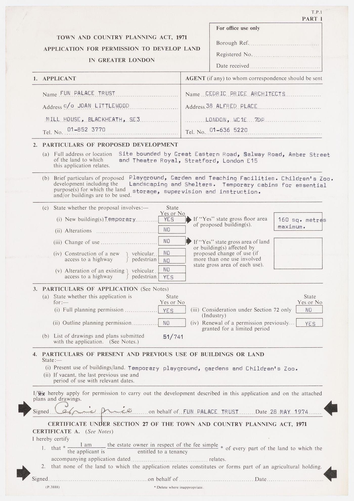 Application by the Fun Palace Trust to obtain permission to develop land in Greater London