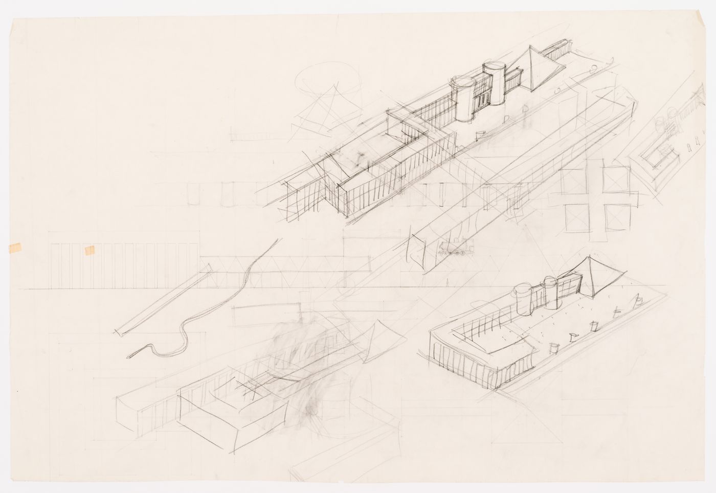 Competition for the town hall, Scandicci, Italy: perspective sketch