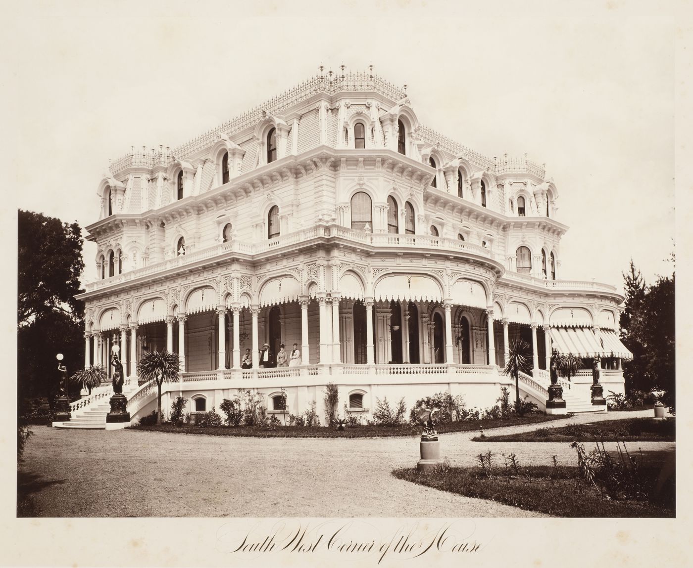 View of the south west corner of the house, Thurlow Lodge, Menlo Park, california