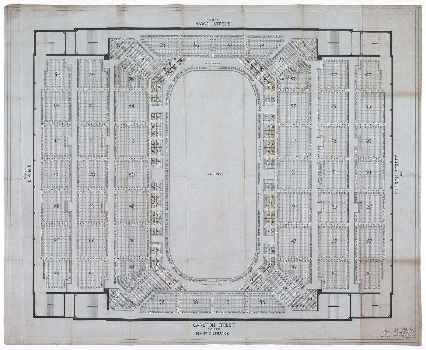 Seating plan for Maple Leaf Gardens, Toronto, Ontario